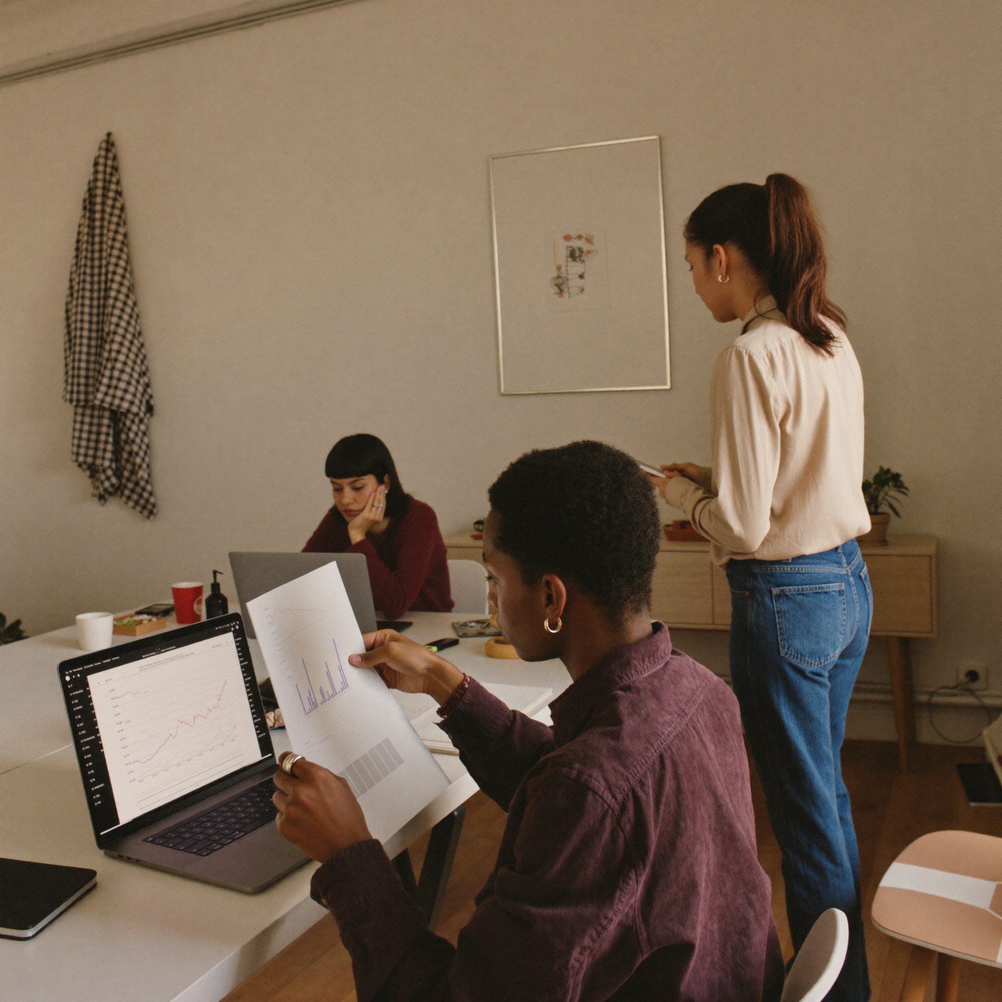 Startup founders in a laptop meeting